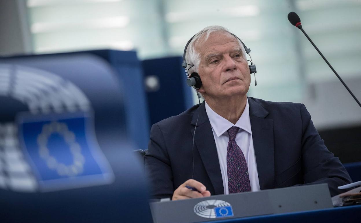 El jefe de la diplomacia europea, Josep Borrell, durante el pleno del Parlamento Europeo en Estrasburgo.