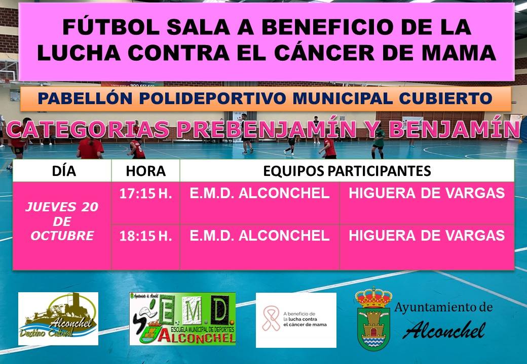 Cartel anunciador de la Escuela Municipal de Deportes de los partidos de fútbol sala de este jueves, 20 de octubre. 