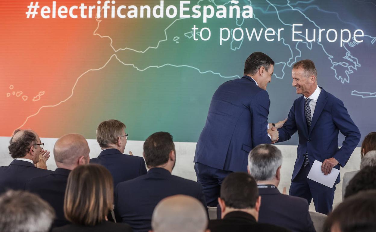 El presidente Pedro Sánchez, en la presentación del proyecto de gigafactoría en Sagunto. 