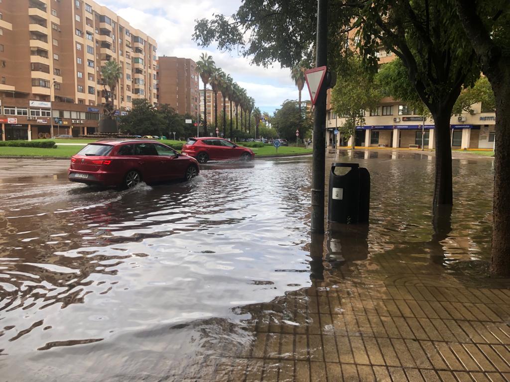 Balsa de agua en una rotonda en Sinforiano Madroñero