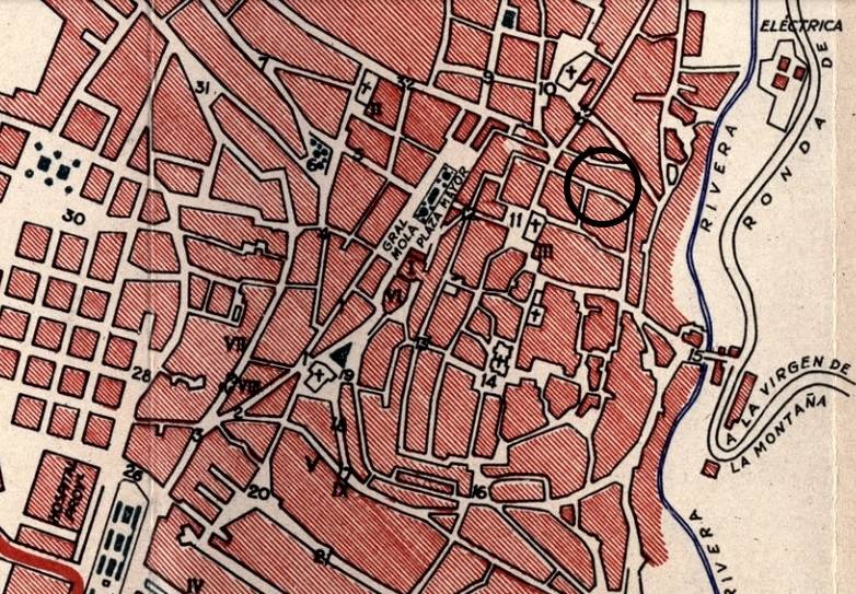 Plano de 1950, ya sin rastro de la Plazuela del Aire.