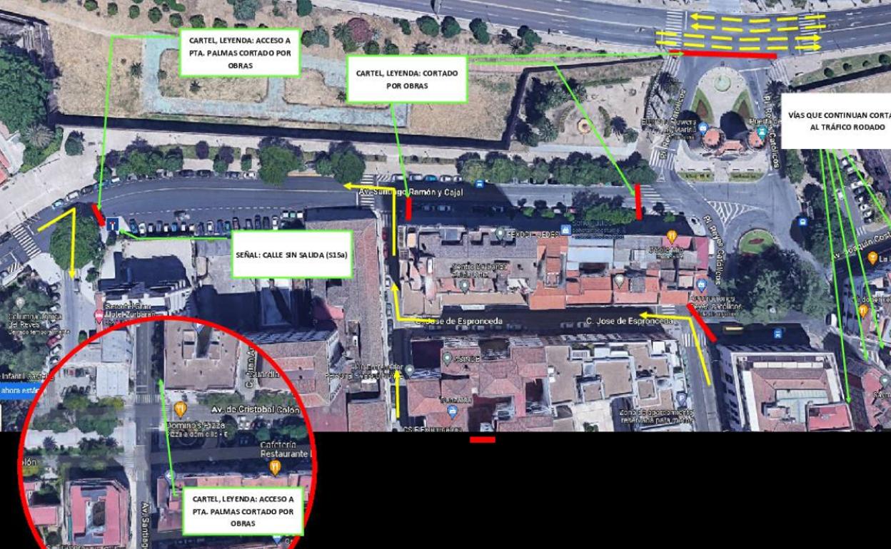Gráfico proporcionado por la Policía Local con los cambios de tráfico que entran en vigor el lunes. 
