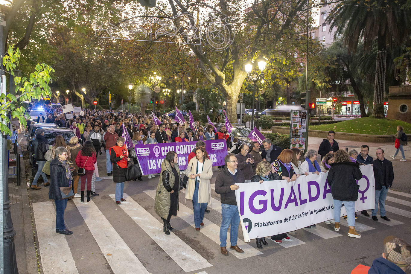 Manifestación contra la violencia machista este viernes 25N en Cáceres. 