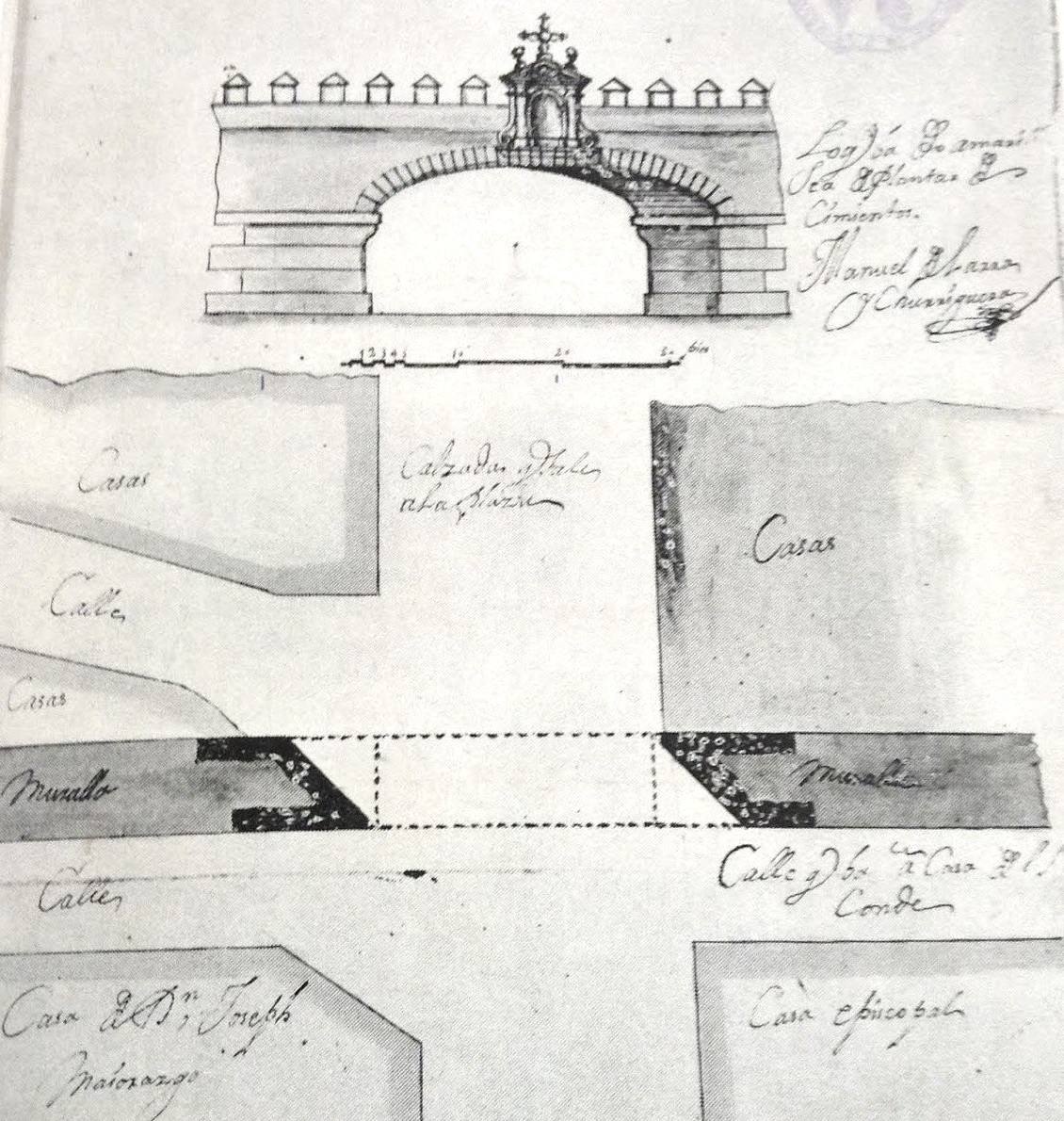 Plano de Manuel de Larra Churriguera (sobrino de José de Churriguera) del Arco de la Estrella.