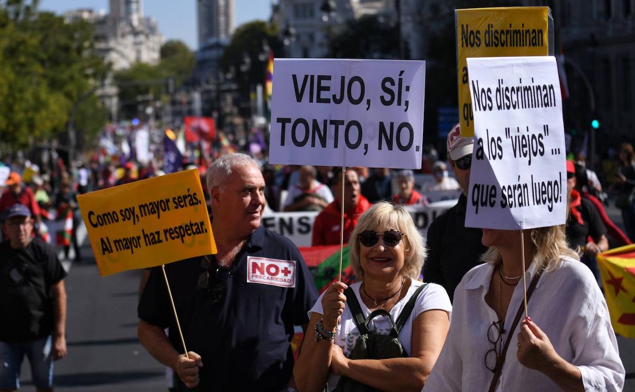 Manifestación en defensa de las pensiones el pasado mes de octubre en Madrid. 