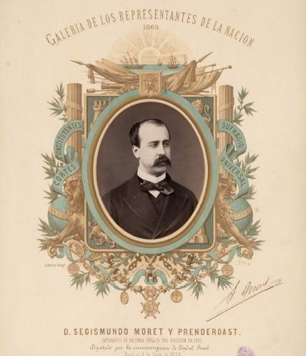 Moret en la 'Galería de Representantes de la Nación' de 1869. Era diputado de Ciudad Real.