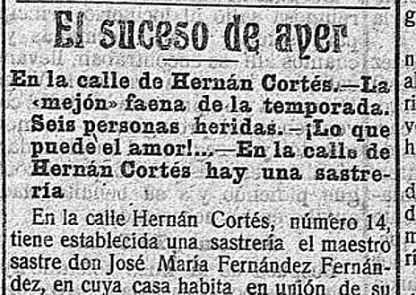 Imagen secundaria 1 - La calle Hernán Cortés en los años 30 y recortes en la prensa de la época.