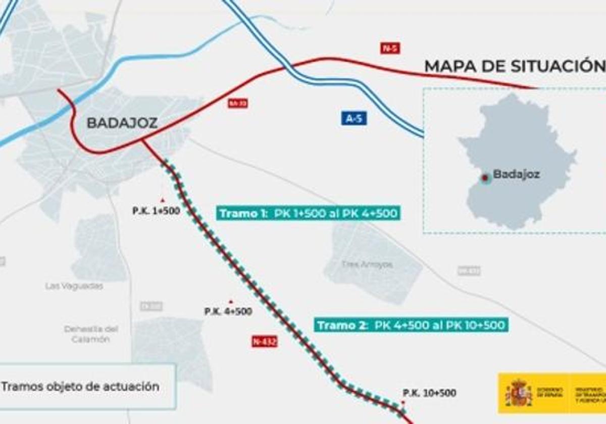 Las obras de la carretera de Sevilla en Badajoz se adjudican por 22 millones