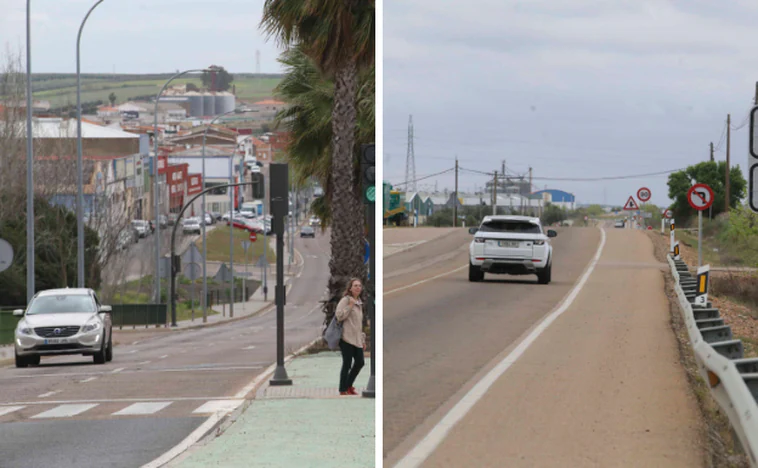 A la izquierda el tramo Norte de la carretera por San Lázaro, y a la derecha el Sur por Torremejía.