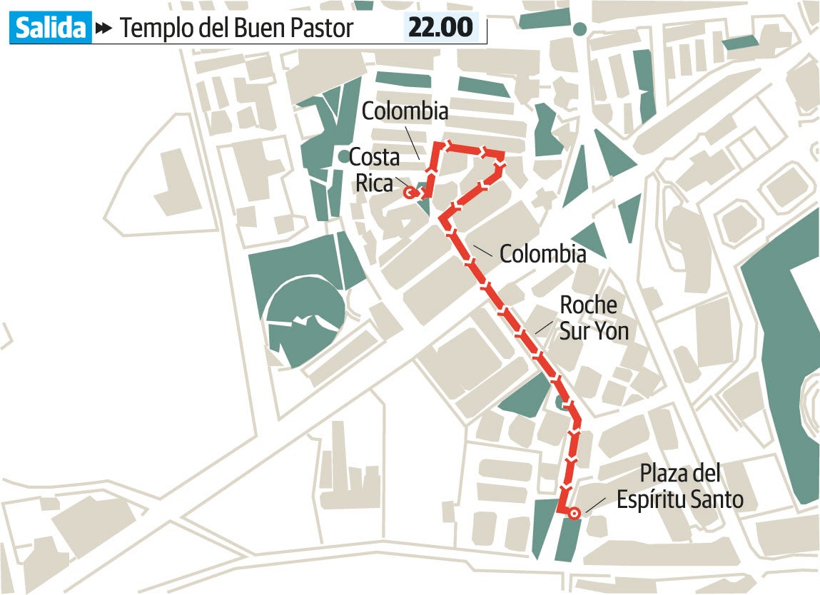 Recorrido de la procesión de hoy de la cofradía del Humilladero.