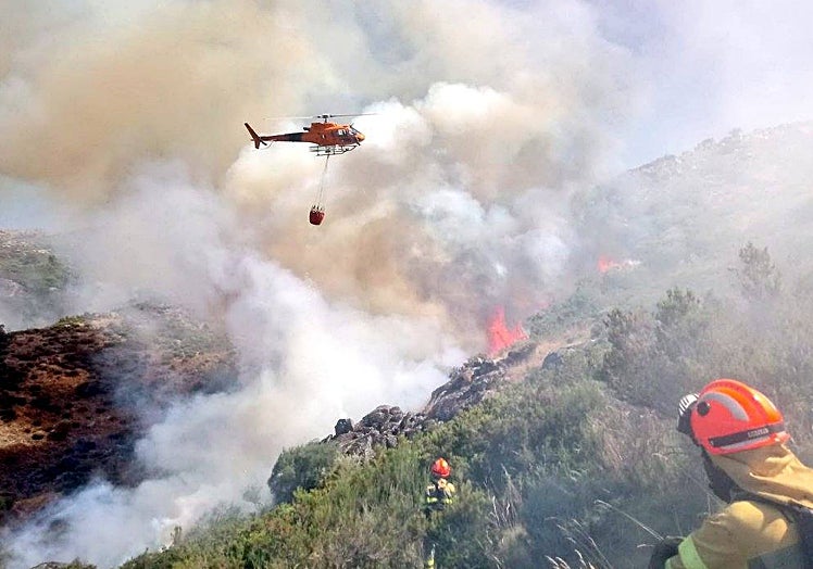 Personal del plan Infoex trabajando en un incendio en la región.