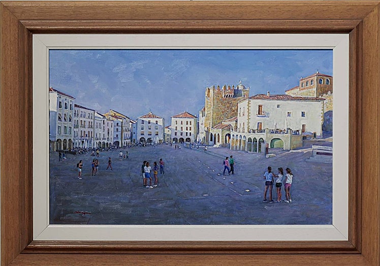 'Plaza Mayor al atardecer' de Alfonso Barriga, se vende a 580 euros.