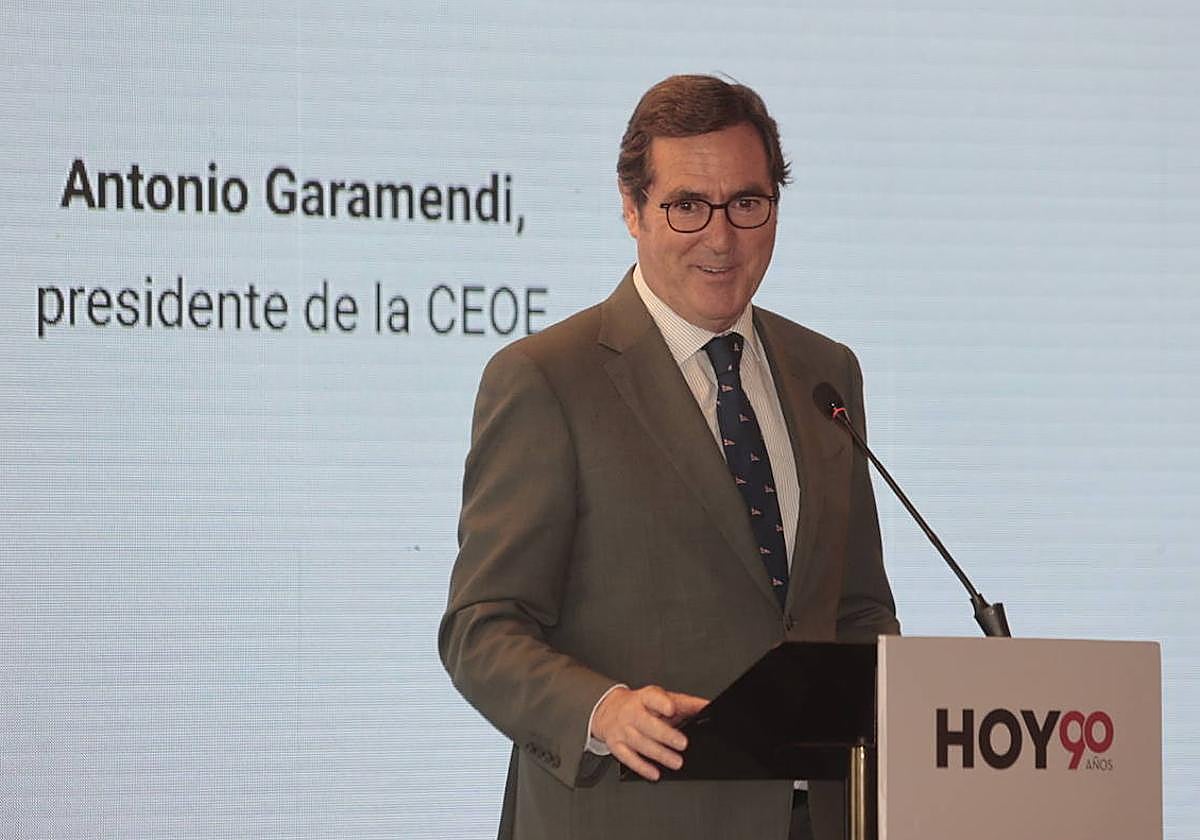 Antonio Garamendi, este jueves en Cáceres durante el acto por el 90 aniversario del diario HOY.
