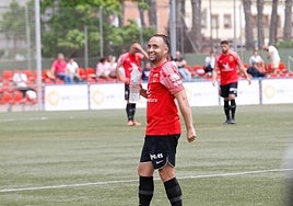 Cristo tras el triunfo frente al Villanovense el pasado domingo en el Emilio Macarro.