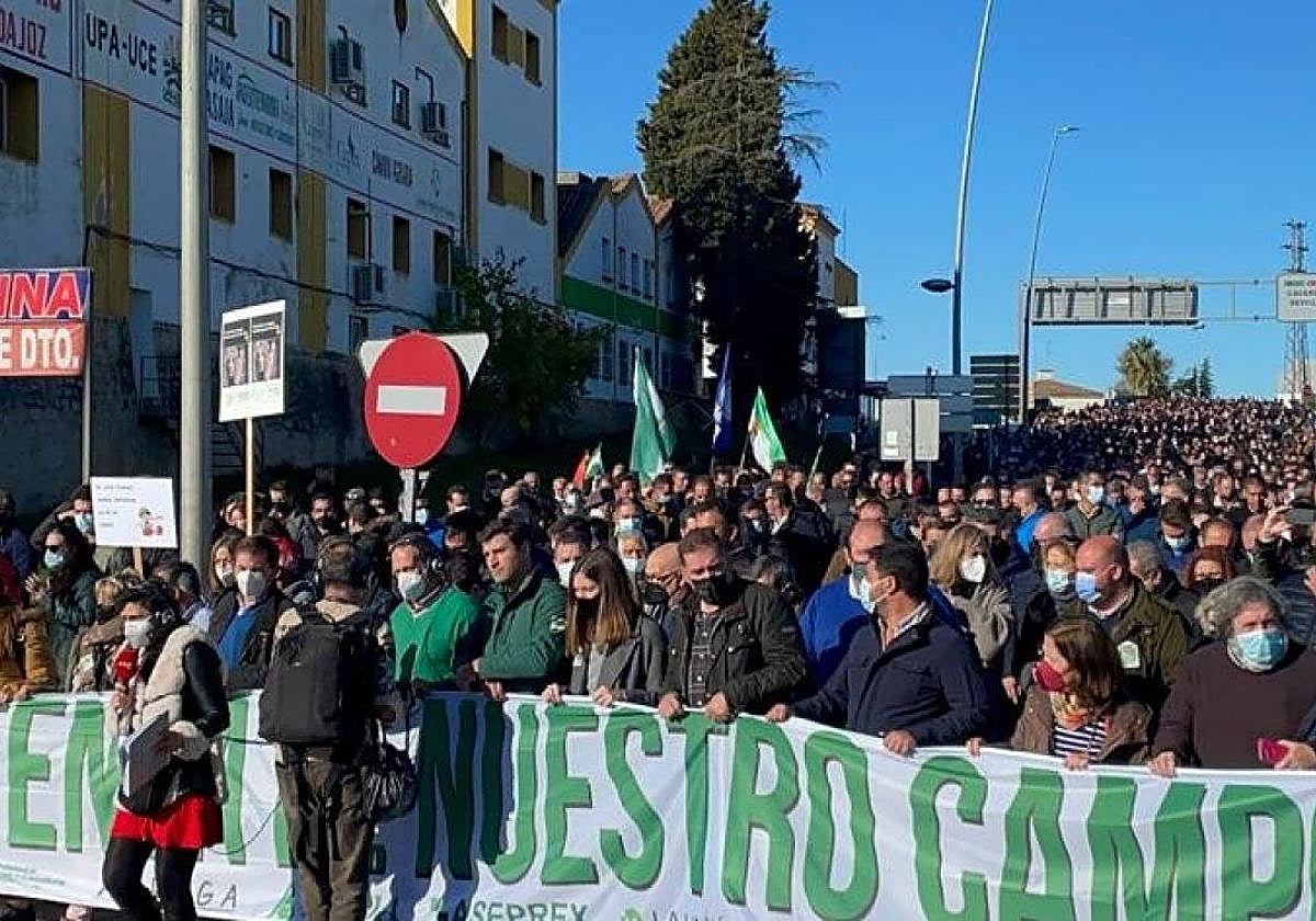 Imagen de archivo de protestas agrarias en las calles de Mérida.