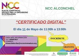 Cartel de la acción formativa en el NCC de Alconchel.