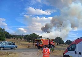 Incendio registrado este lunes en Sierra de Fuentes.