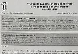Examen de Lengua castellana y Literatura en el curso 2021-2022.