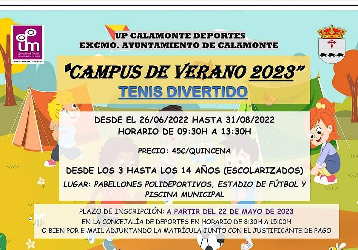 Los pequeños de Calamonte disfrutarán este año del campus de verano 'Tenis Divertido'