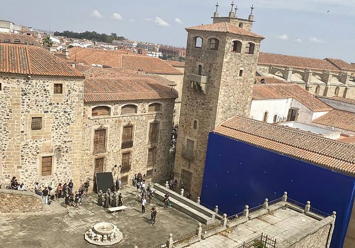 Imagen del rodaje de este lunes en la Plaza de San Jorge.