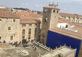 Imagen del rodaje de este lunes en la Plaza de San Jorge.