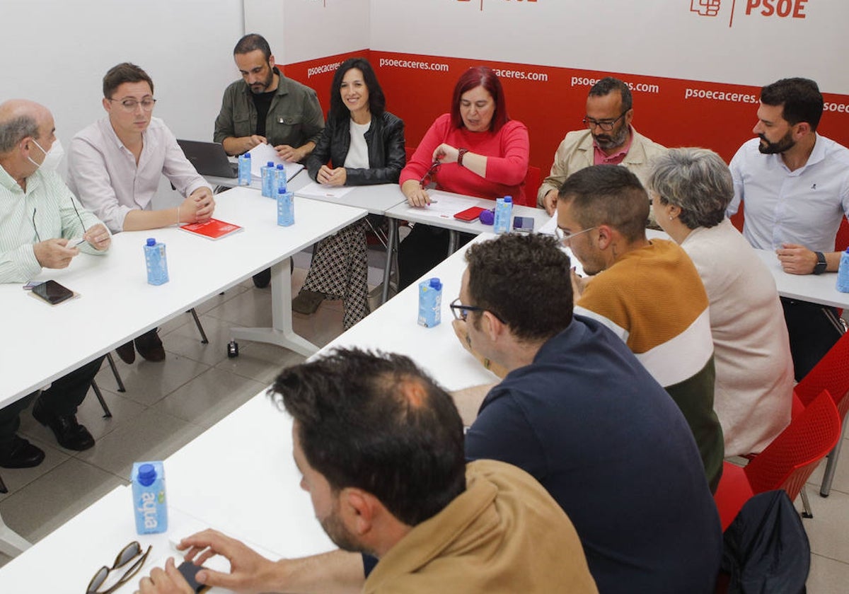 Reunión de la comisión ejecutiva provincial del PSOE, celebrada este miércoles en Cáceres.