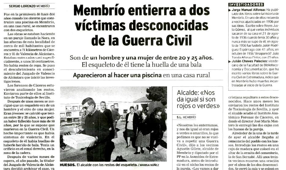 Noticia publicada en el Diario HOY el 29 de enero de 2003.