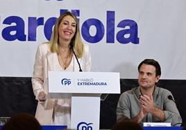 María Guardiola, tras la junta directiva autonómica del PP extremeño.