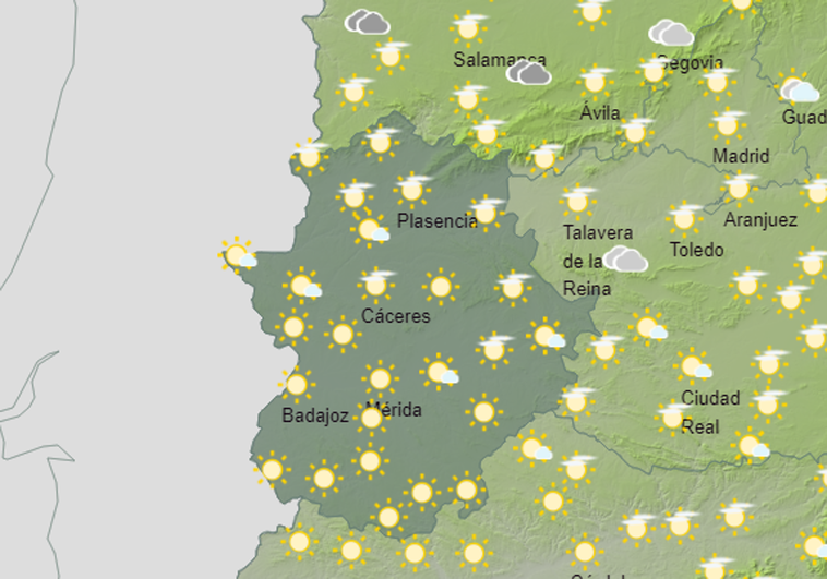 Badajoz y Mérida, entre las diez ciudades más calurosas del país este martes
