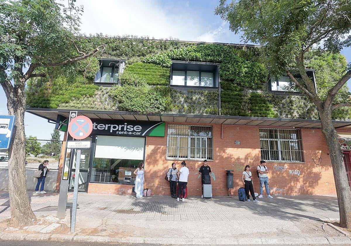 Aspecto del jardín vertical, donde se está probando el riego.