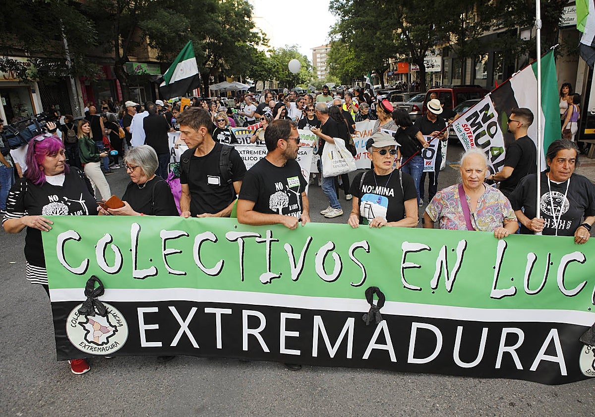 Cabeza de la manifestación que comenzó en la Cruz de los Caídos.