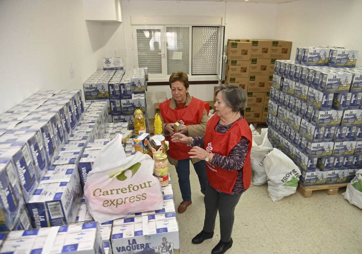 Almacén de Cáritas en San Roque, de donde abastecen al almacén solidario.