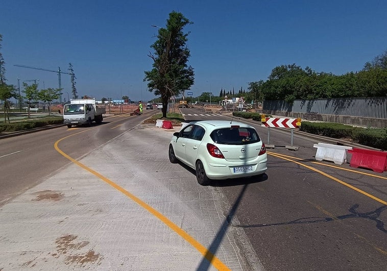 La reducción de carril que afecta en la actualidad a la avenida.