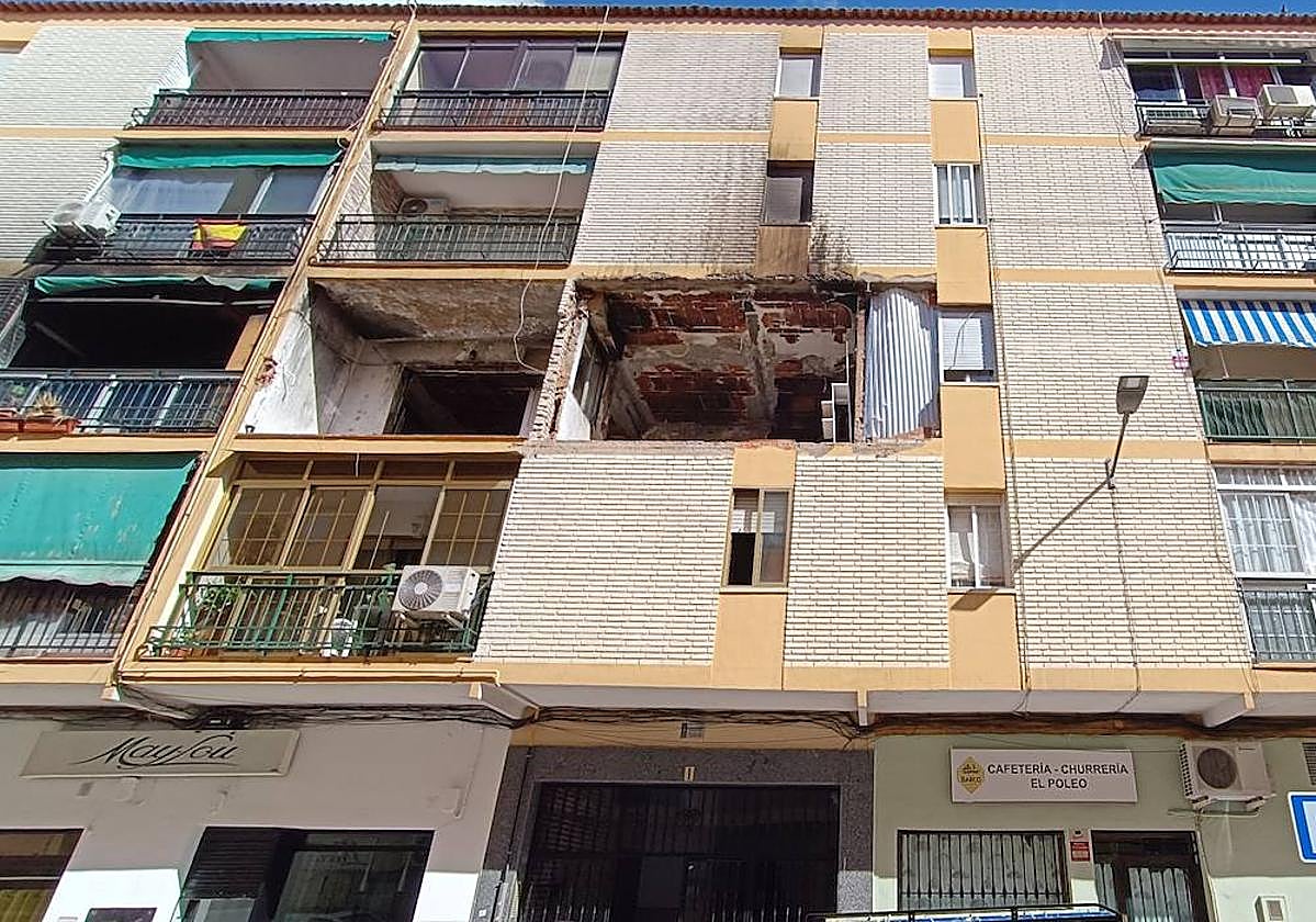 Estado de la fachada del edificio donde tuvo lugar la explosión