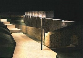 Simulación de cómo será la iluminación de la Alcazaba.