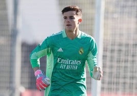 El portero Dani Vicente durante su etapa en la cantera del Real Madrid.