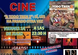 Cartel anunciador del cine de verano en Alconchel.