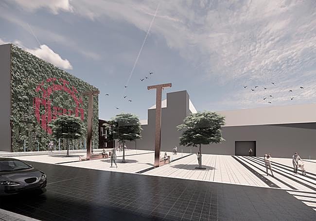 Plano detalle de la maqueta del resultado final tras las obras de la plaza de Santa Eulalia