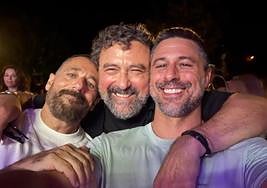 Pepón Nieto, Paco Tous y Hugo Silva, en el Teatro Romano de Mérida.