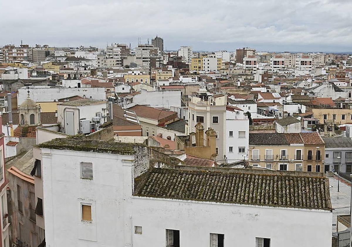 Casco urbano de Badajoz, visto desde la Alcazaba.