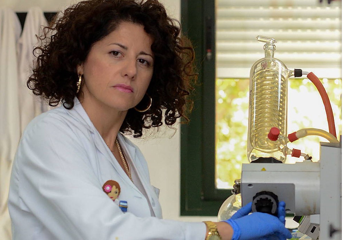 María Victoria Gil Álvarez en un laboratorio de la Facultad de Ciencias de la UEx.