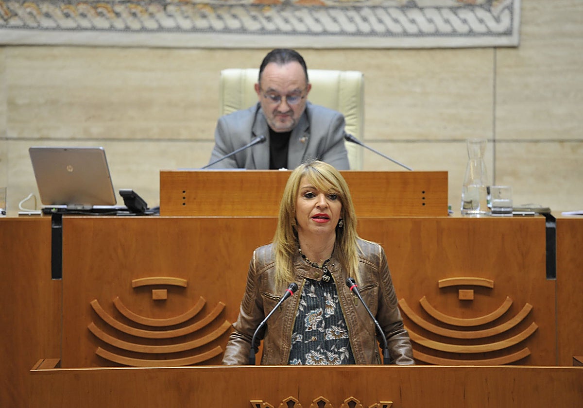 Piedad Álvarez, durante una intervención en la Asamblea de Extremadura.