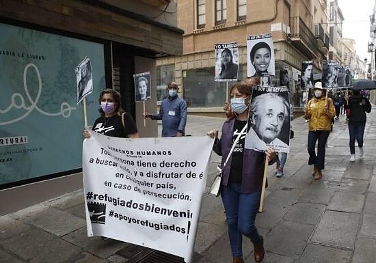 Foto de archivo de la Plataforma de Personas Refugiadas de Cáceres en una concentración.