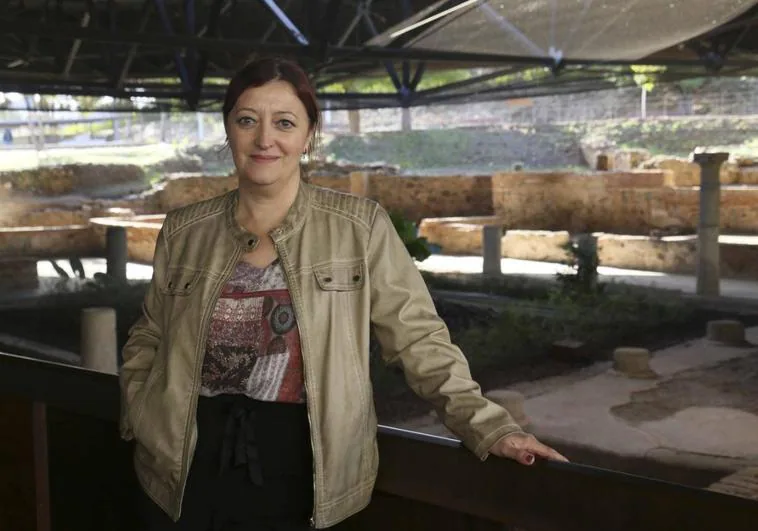 Raquel Nodar en la Casa del Mitreo de Mérida, uno de los recintos más visitados.