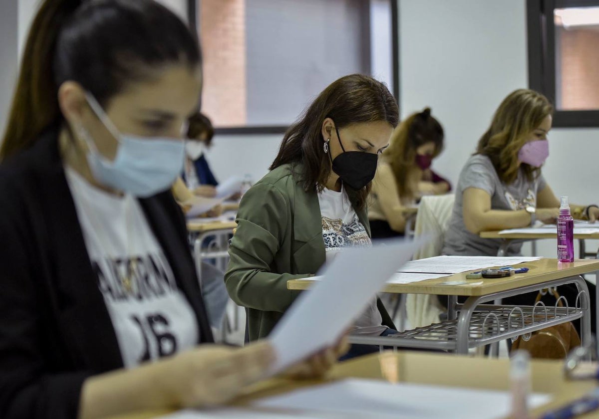 Opositoras en Secundaria en la convocatoria de 2021 en Badajoz.