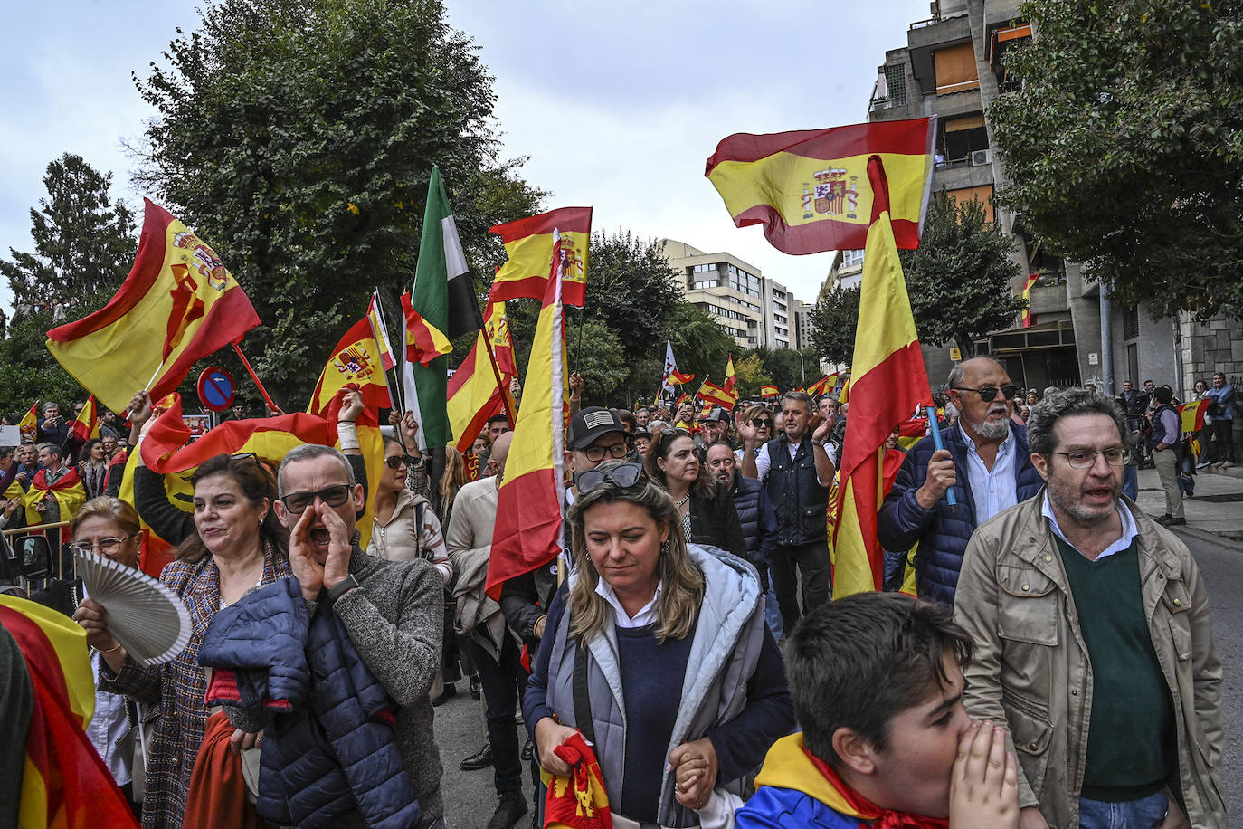 Protesta frente a la sede del PSOE de Badajoz organizada por Vox