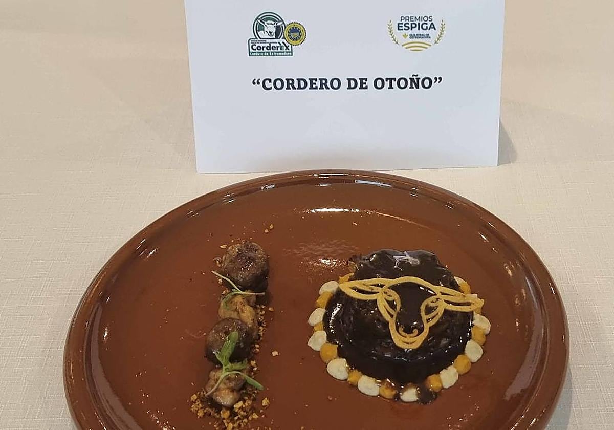 Platos elaborados para el premio de cocina premio Espiga, Cordero de Extremadura