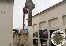 La Cruz de los Caídos de Gargüera de la Vera en su traslado al cementerio municipal.