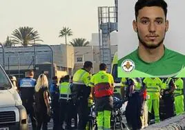 Servicios de emergencias canarios atienden a Aday Alonso tras el accidente.