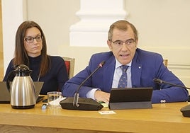 Los ediles de Vox, Raquel Mirat y Eduardo Gutiérrez, en el pleno que aprobó la moción sobre la natalidad.